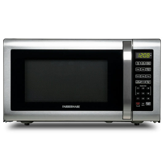 Farberware 1.6 Cu. Ft Countertop Microwave Oven, 1100 Watts, Stainless Steel