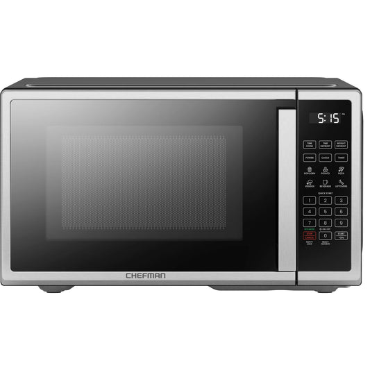 Chefman 0.7 Cu ft Countertop Microwave Oven, 700 Watts - Stainless Steel